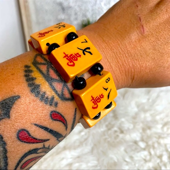 Bakelite Mahjong Pieces Bracelet Vintage - Picture 2 of 7